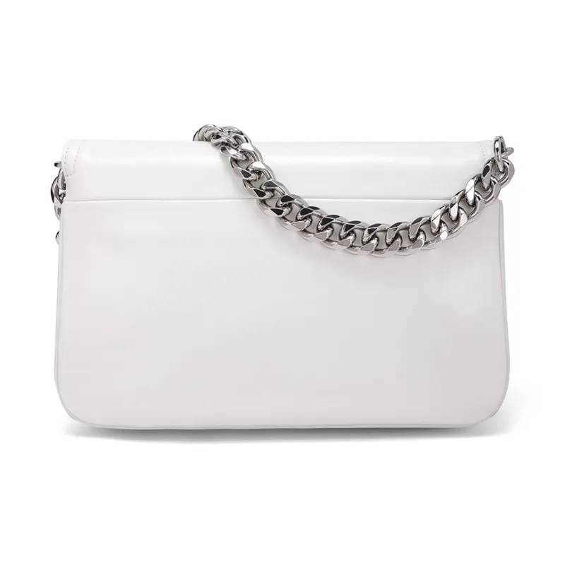 ROBERTA DI CAMERINO Cow Leather Shoulder Bag Women's Elegant White/Classic Black-3