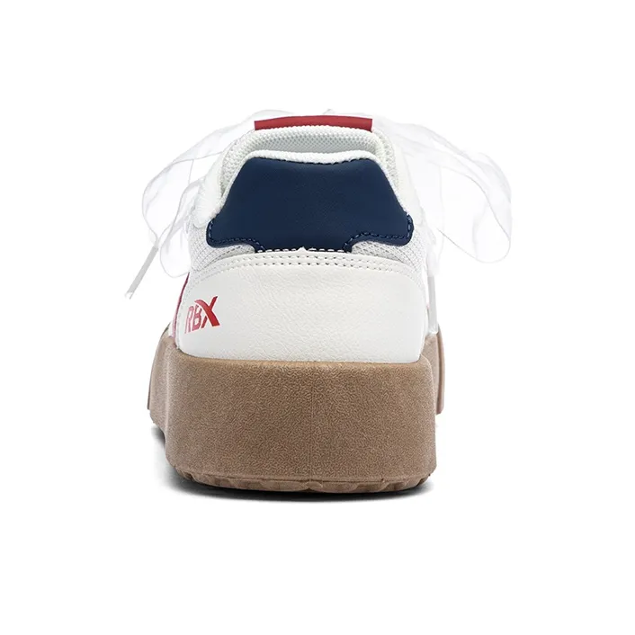 RENBEN Anti Slip Wear Resistant Low Top Skateboard Shoes Women's Beige Red Blue-3