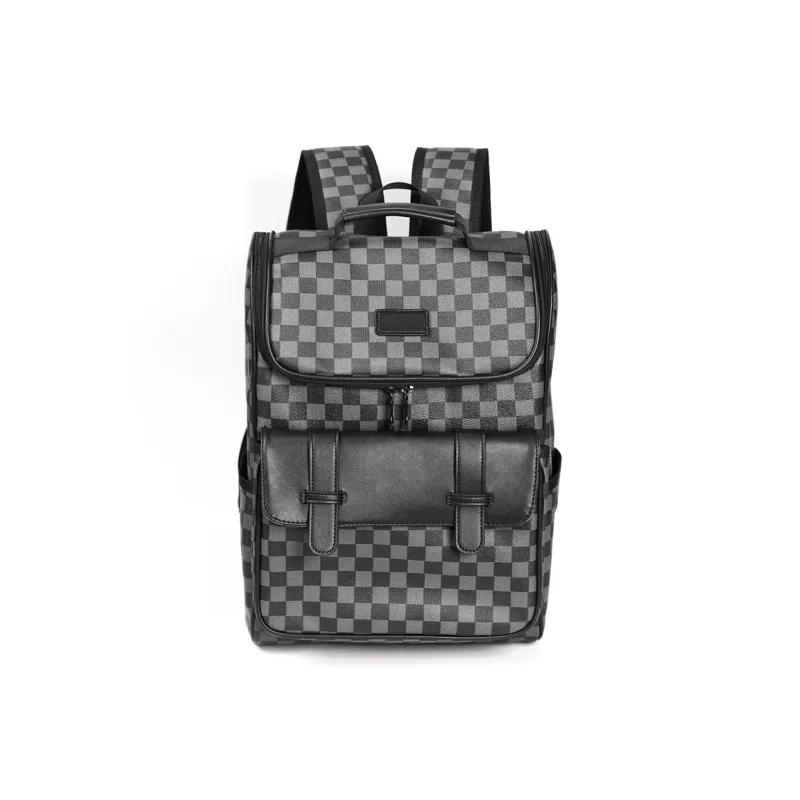 VIHUS PVC Polyvinyl Chloride Backpack Men's Black Plaid-0