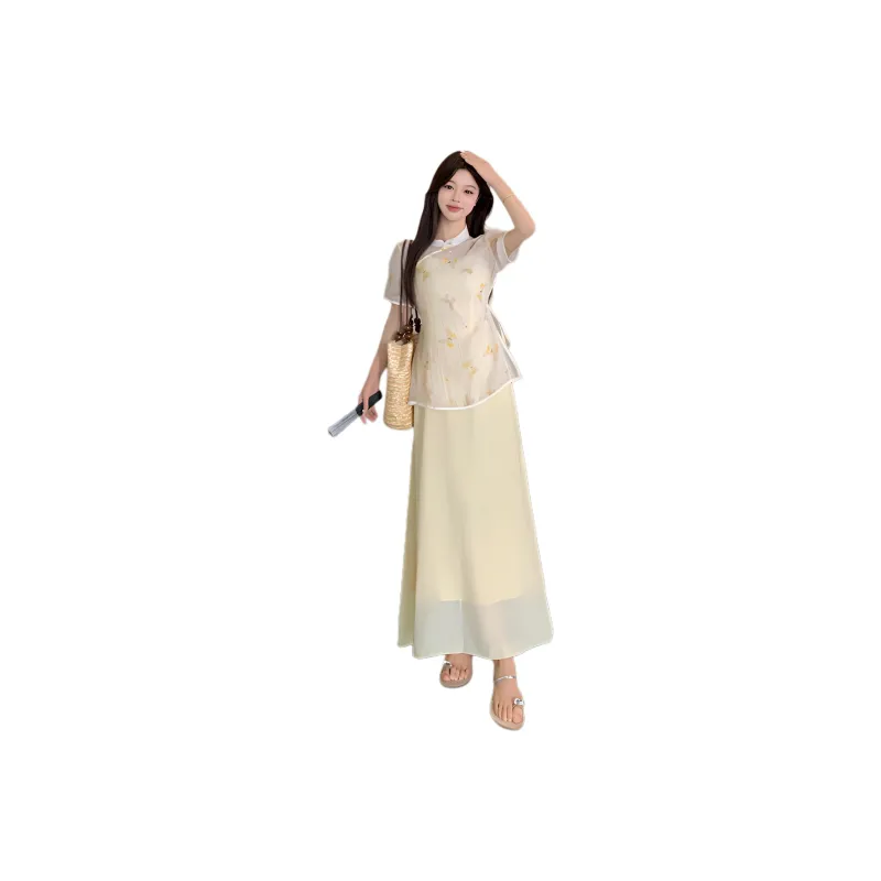 Flowers In Water Skirt Set Women's-0