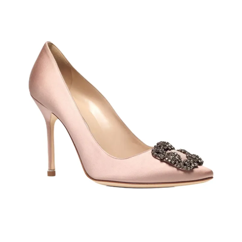 MANOLO BLAHNIK Hangisi Slim Heel High Heels 10.5cm Women's Nude Pink-2