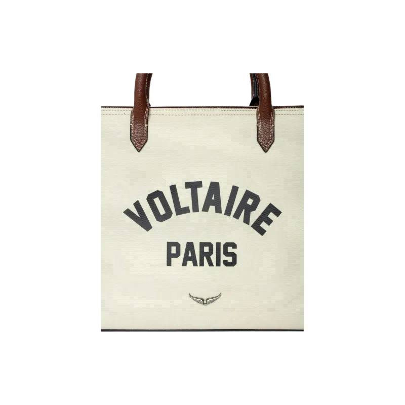 Zadig & Voltaire Cotton Tote Bag, Shopping Bag, Shoulder Bag, Crossbody Bag, Handbag Women's Shimmery White-5