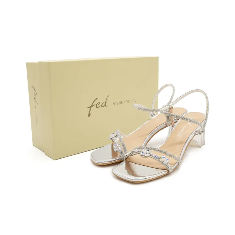 FED One Strap Sandals 5.5cm Women's Silver-1