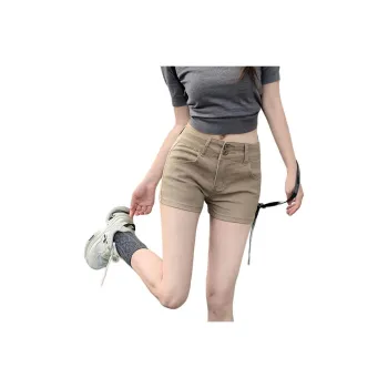 Wen Shan Denim Shorts Women's Khaki