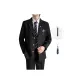 Black Coat+Shirt+Navy Blue Tie