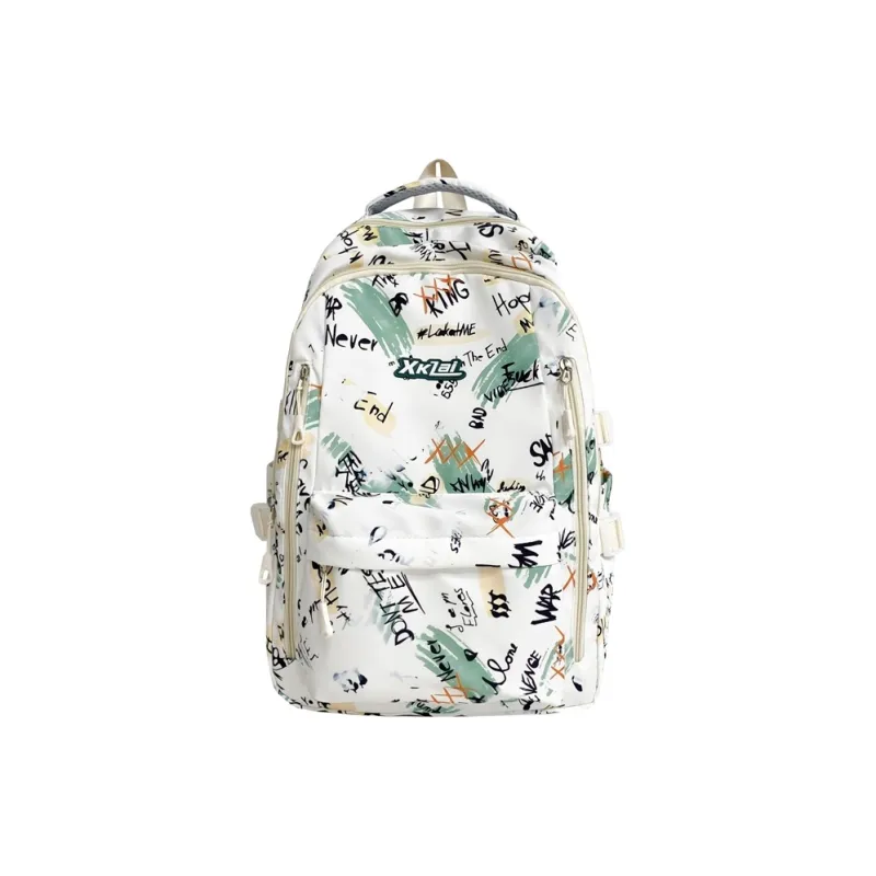 WICKBUEN Composite Cloth Backpack Unisex White/Purple/Green-9