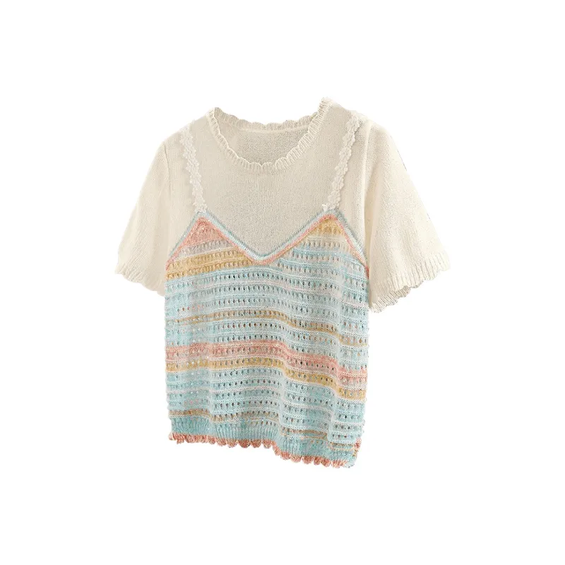 Cypress House Knitwear Women's Beige & Light Blue-0