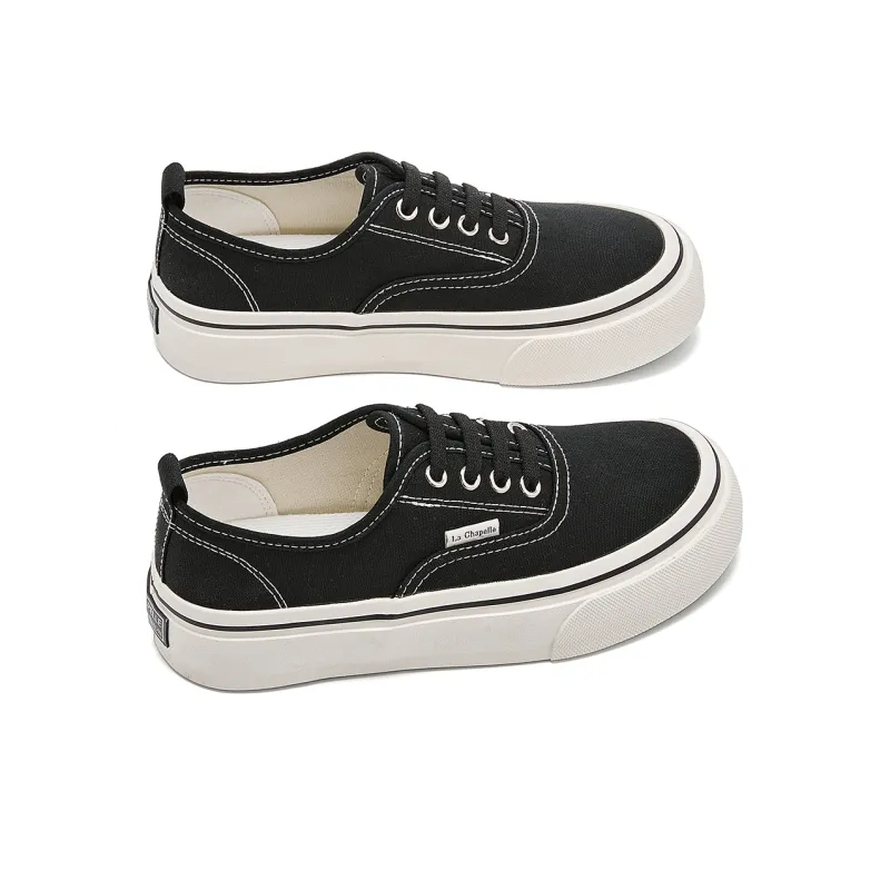 La Chapelle Breathable Low Top Canvas Shoes Women's Black-2
