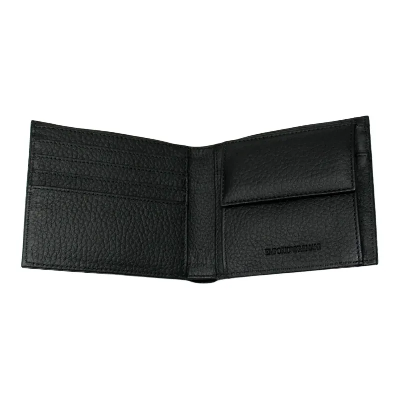 EMPORIO ARMANI Cow Leather Wallet Unisex Black-3