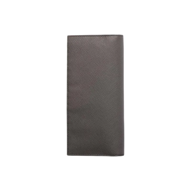 PRADA Saffiano Calfskin Wallet Regular Men's Smoke Gray & Emerald Jade-2
