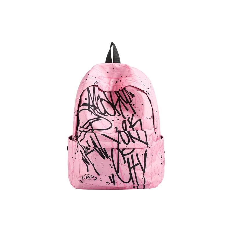 AIBAG Nylon Fabric Backpack Unisex Pink/Blue/Gray-21
