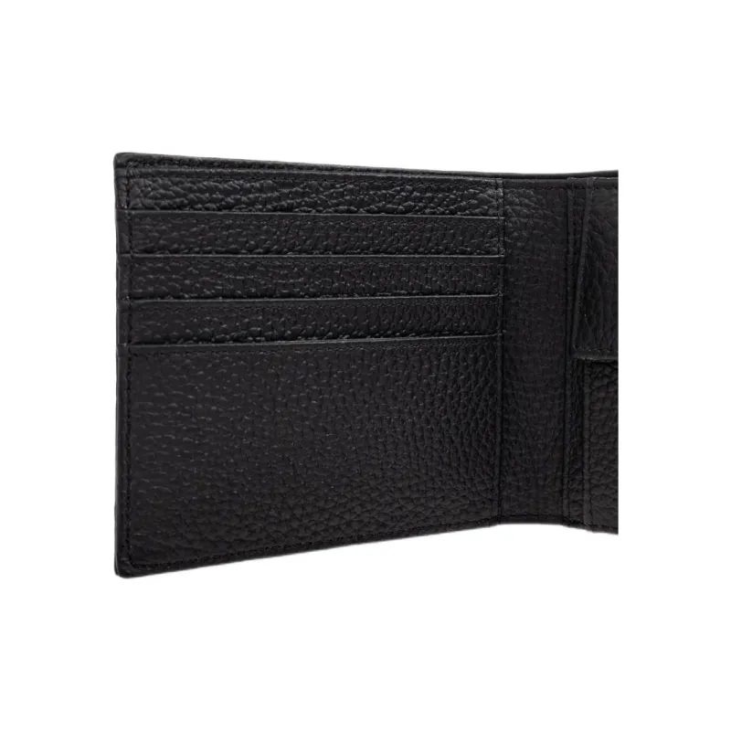 EMPORIO ARMANI Cow Leather Wallet Unisex Black-5