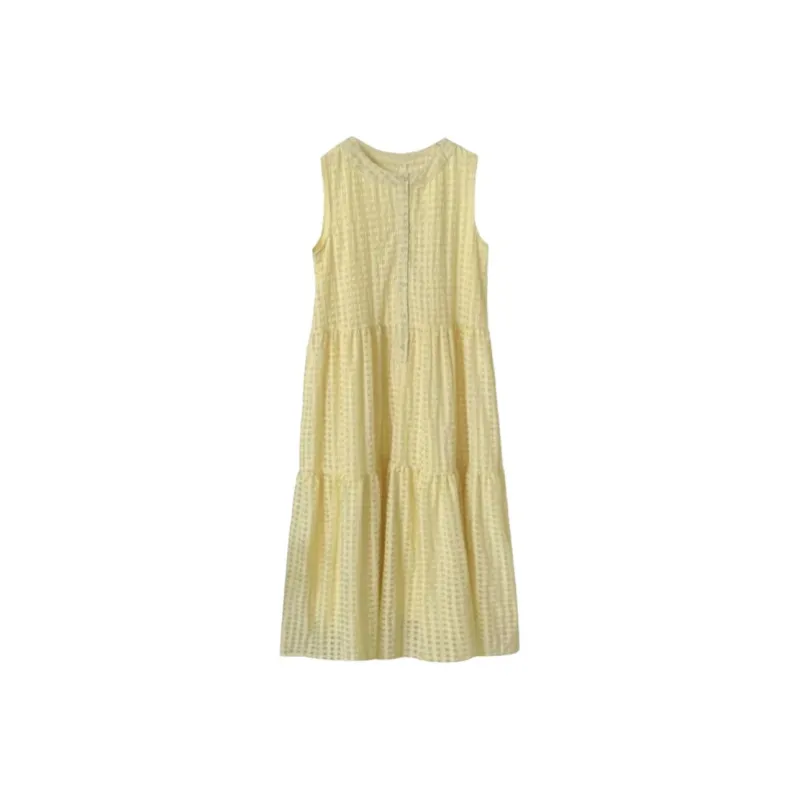 DOKZB Sleeveless Dresses Women's Yellow-0