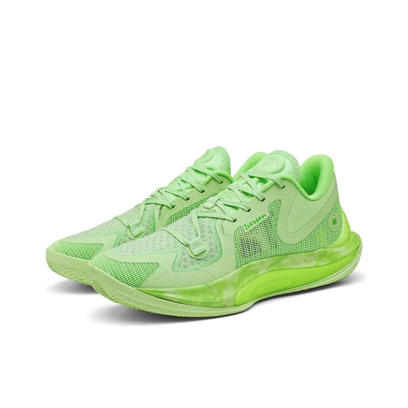 IVERSON Basketball Shoes Unisex Low Top Lime Green-2