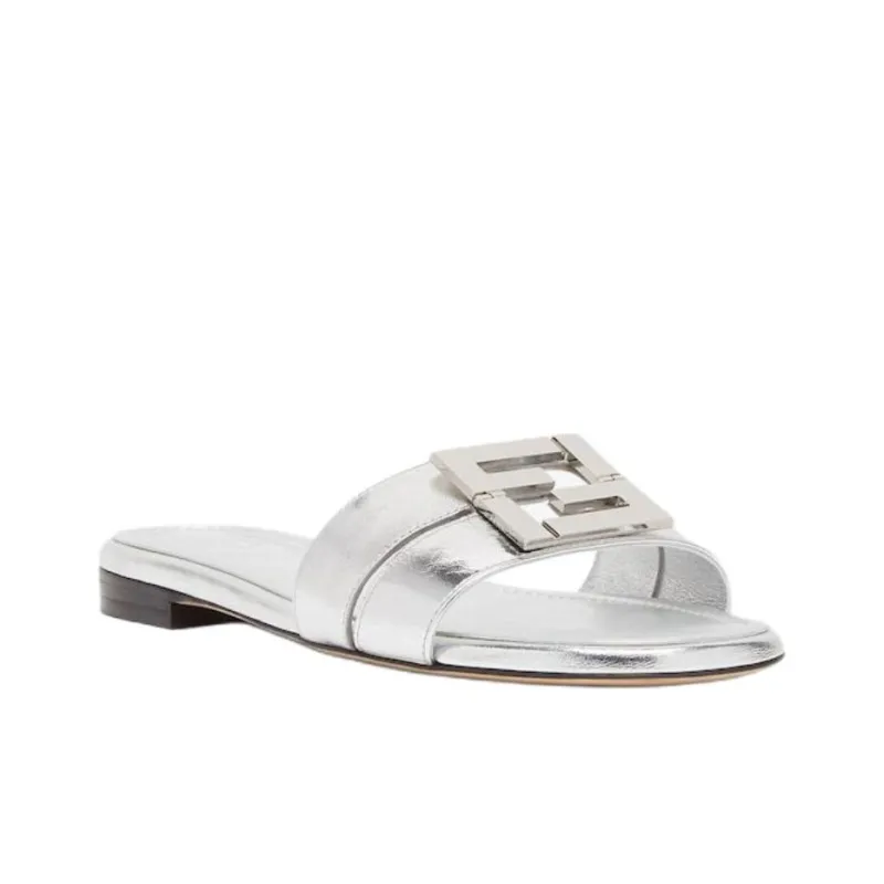 FENDI FFold Slide Slippers Women's Silver-2