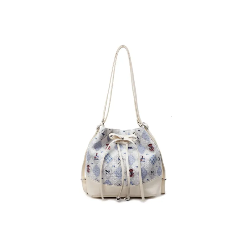 Vack PU Bucket Bag, Shoulder Bag Women's Small Plaid/Stripes/Diamond Pattern-7