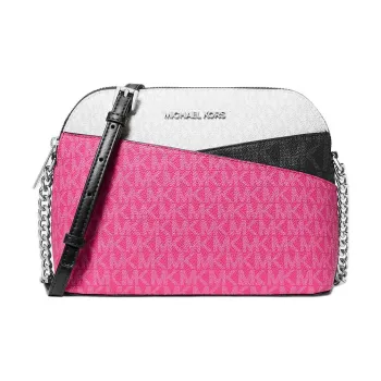 MICHAEL KORS Jet Set Travel Coated Canvas Crossbody Bag, Shoulder Bag Women's Pink & Black