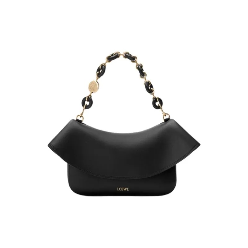 LOEWE Calfskin Crossbody One Shoulder Handbag Medium Size Women's Black-1