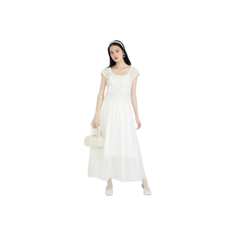 AIVEI Slip Dresses Women's White-0