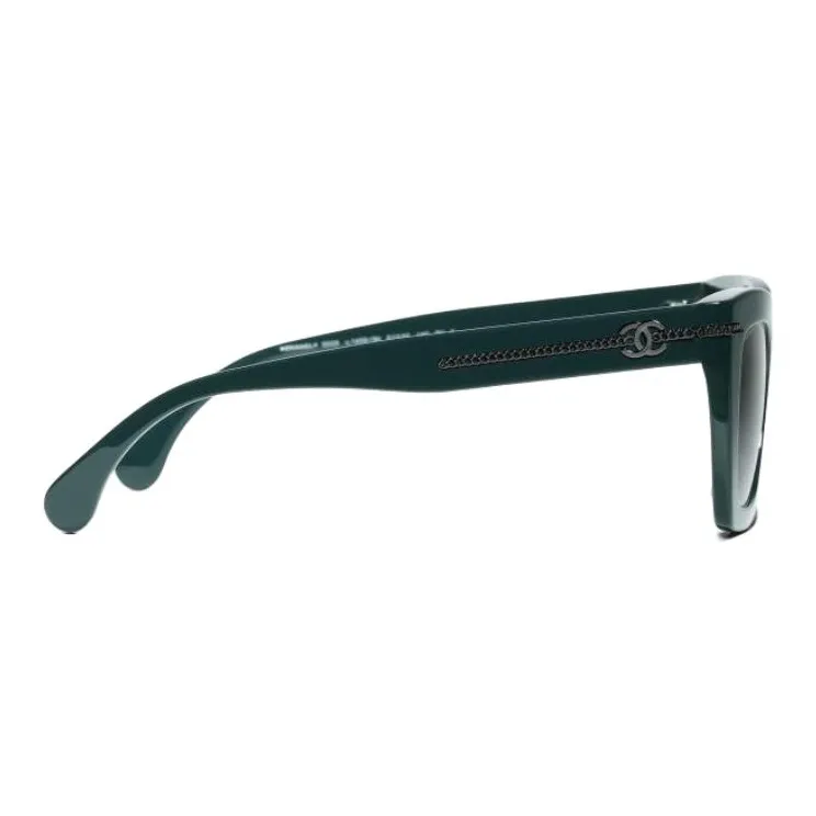 CHANEL Acetate Square Sunglasses Unisex Green-1
