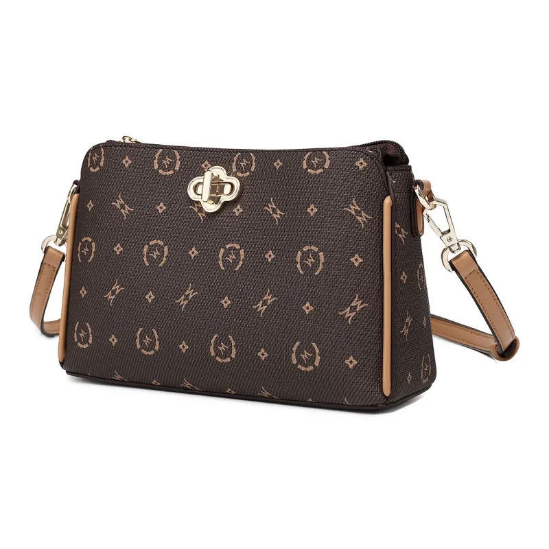 MEXICAN PVC Shoulder Bag, Crossbody Bag Women's Dark Brown/Khaki-1