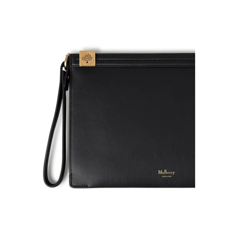 Mulberry Calfskin Clutch Medium Size Men's Black-4