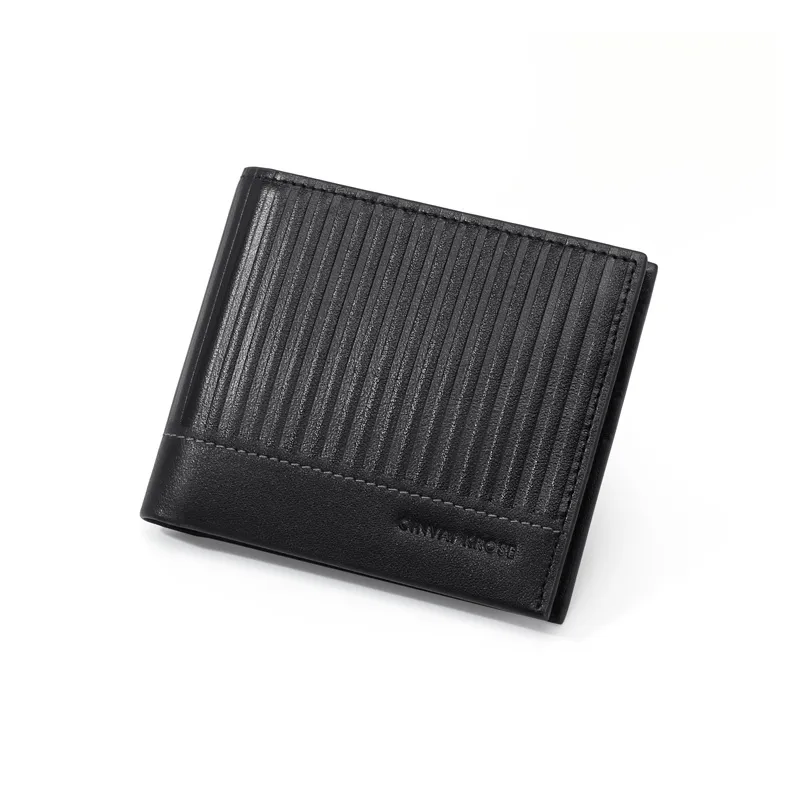 CinvaiKrose Cow Leather With Synthetic Leather Wallet Men's Black-1