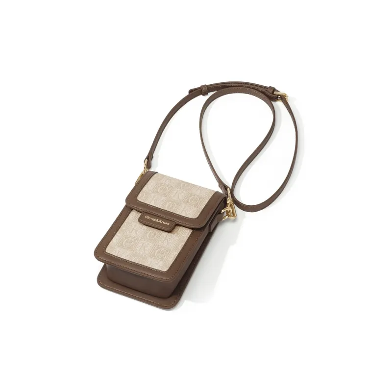 CinvaiKrose PVC Cell Phone Pouch Trumpets Women's Khaki & Brown-3