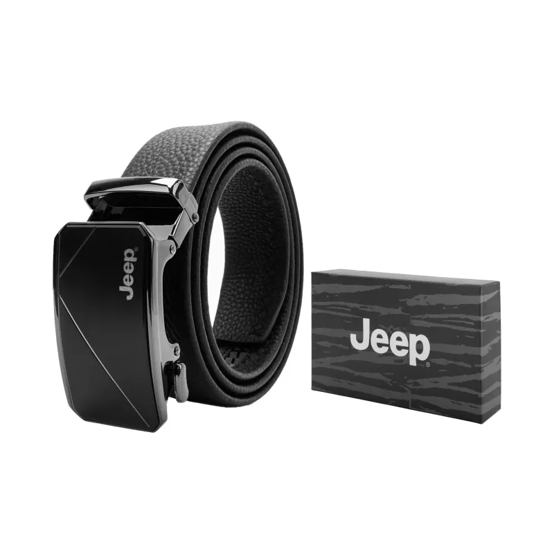 Jeep Cow Leather Belts Men's Black/Litchi Grain Black Width  3.5cm-6