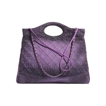 CHANEL Denim Tote Bag, Shopping Bag Tubas Women's Purple