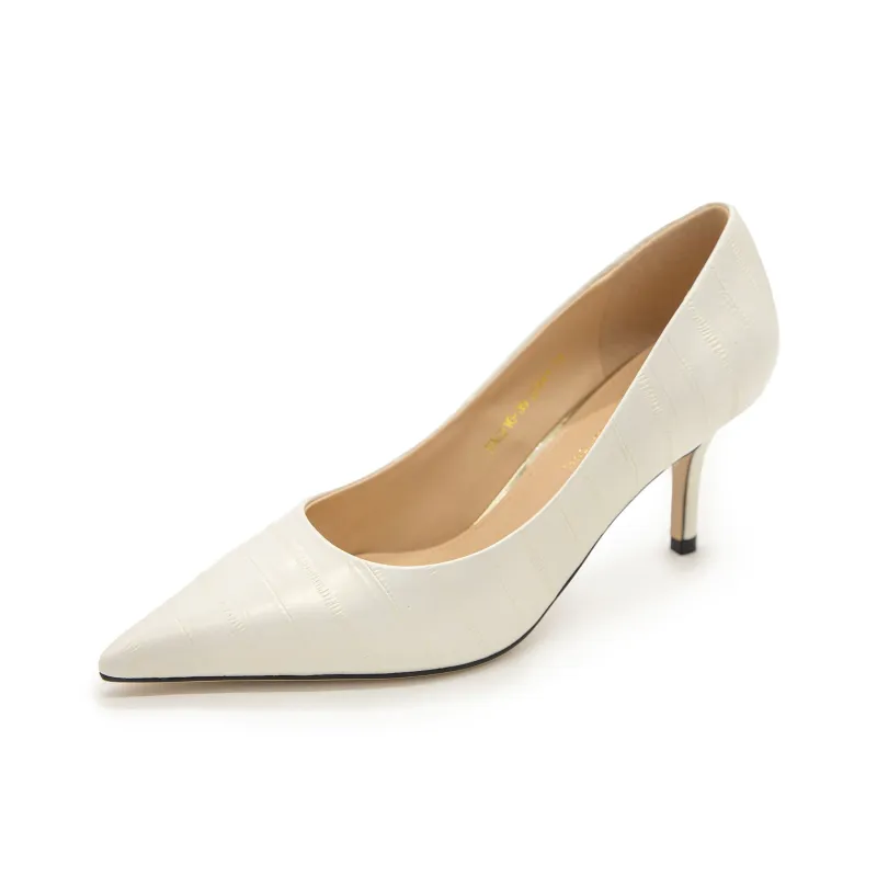 FED Slim Heel High Heels Women's Beige-1