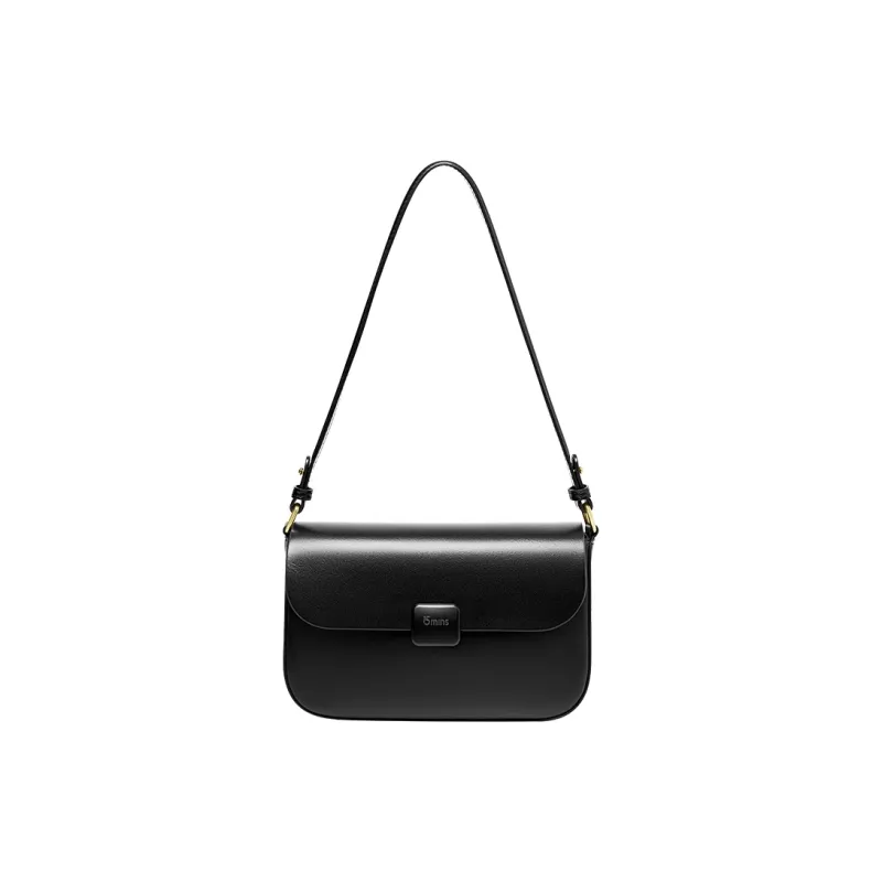 15 MINS Cow Leather Shoulder Bag, Crossbody Bag, Tofu Bag Women's Midnight Black/Coffee/Ecru-5