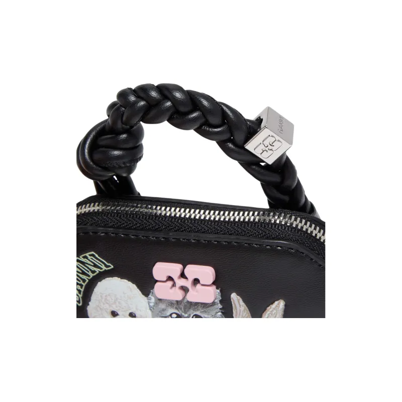 GANNI Recycled Leather One Shoulder Handbag Mini Women's Black-2