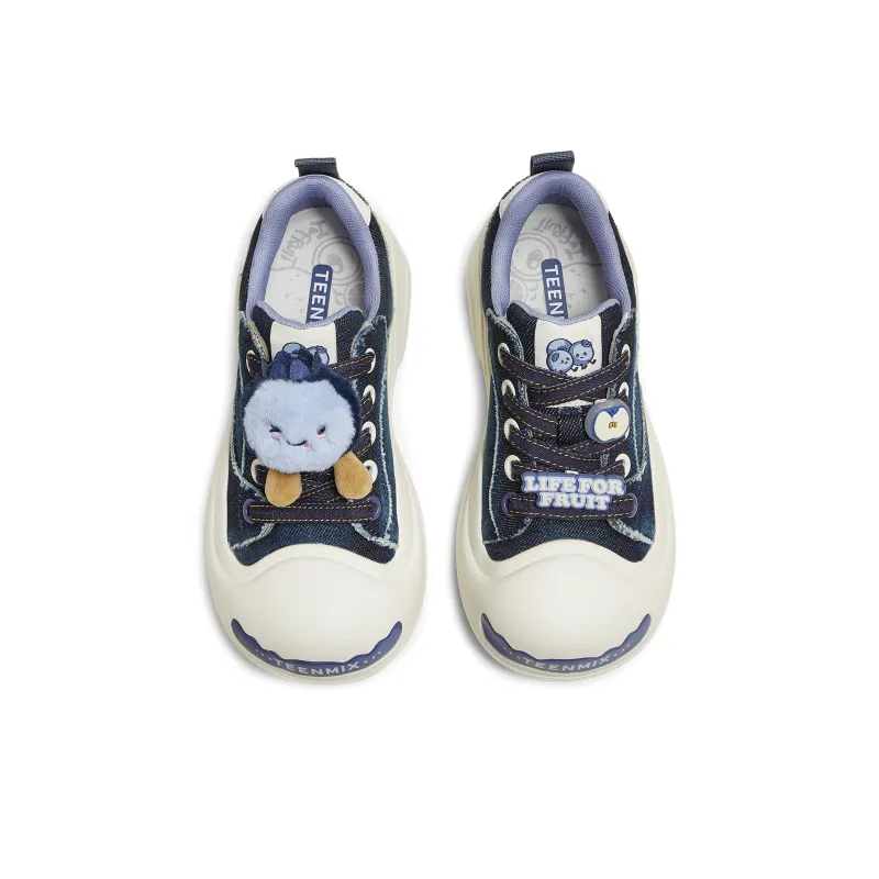 Teenmix Low Top Skateboard Shoes Women's Denim White Blue-1