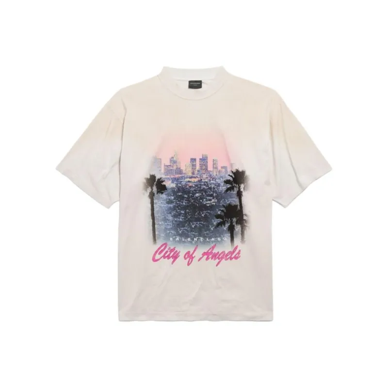 Balenciaga Drop Shoulder Sleeve T Shirt Unisex White Regular Fit-0