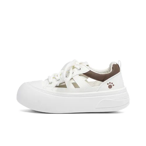 RENBEN Slip Resistant, Abrasion Resistant, Breathable Low Top Skateboard Shoes Women's Beige Coffee