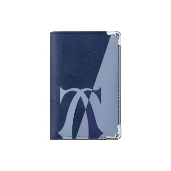 CARTIER Must De Cartier Calfskin Card Holder Unisex Blue