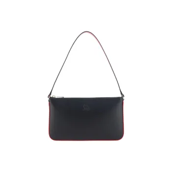 CL Cow Leather Shoulder Bag Women's Black & Red