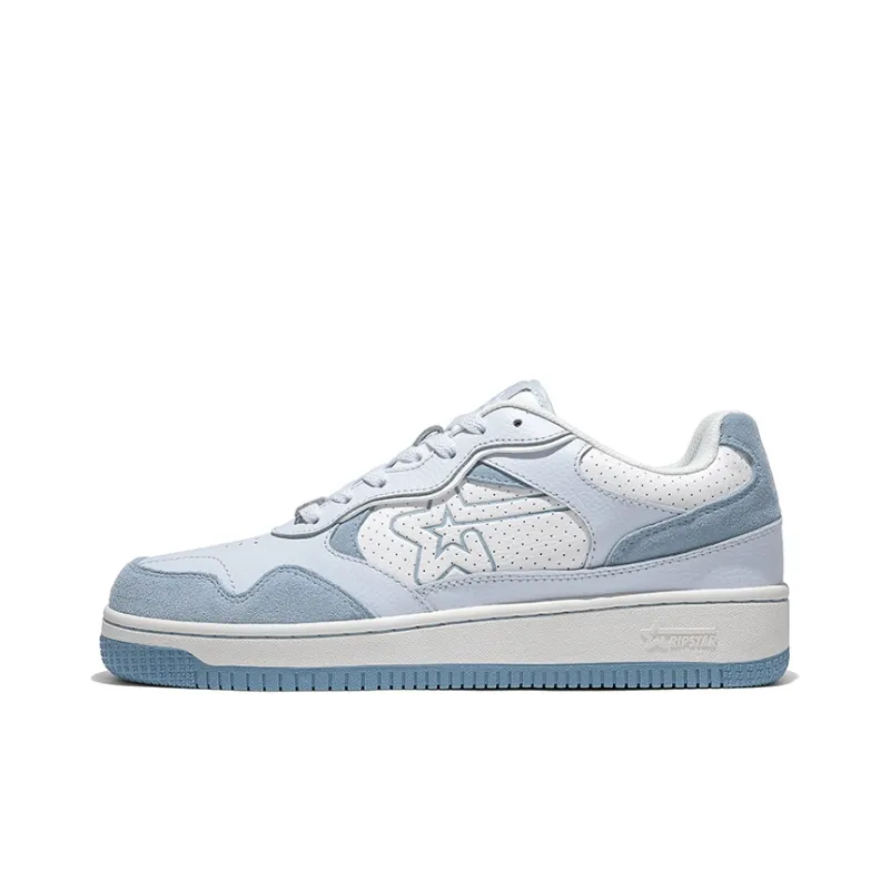 RIPSTAR Coverage Slip Resistant And Abrasion Resistant Low Top Skateboard Shoes Unisex White Blue-0
