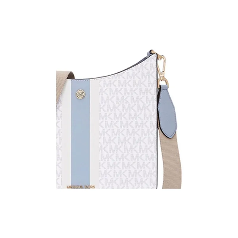 MICHAEL KORS Briley Artificial Leather Messenger Bag, Crossbody Bag Medium Size Women's Cream, White, Blue & Multicolor-3