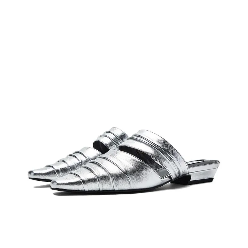 NINE WEST Closed Toe Slippers Women's Silver-2