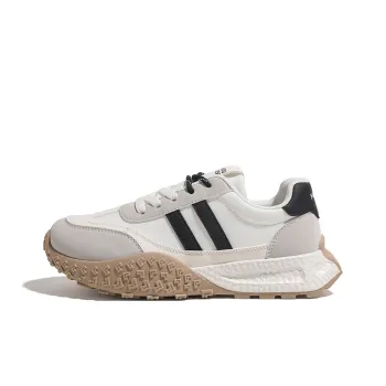 HUANQIU Abrasion Resistant Lightweight Height Increasing Low Top Casual Shoes Women's Beige Black