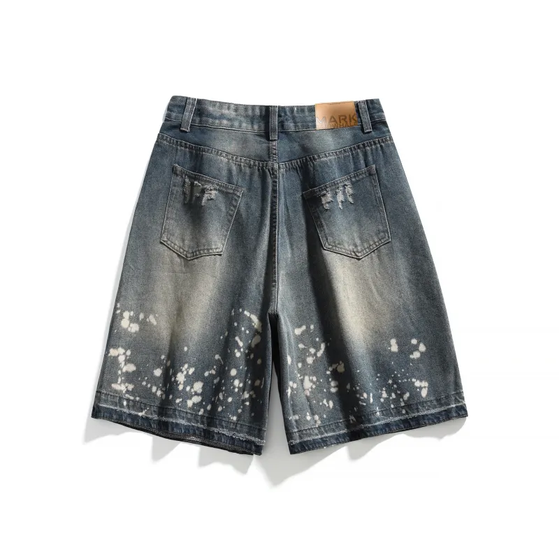 FAIRWHALE Denim Shorts Unisex Vintage Blue-1