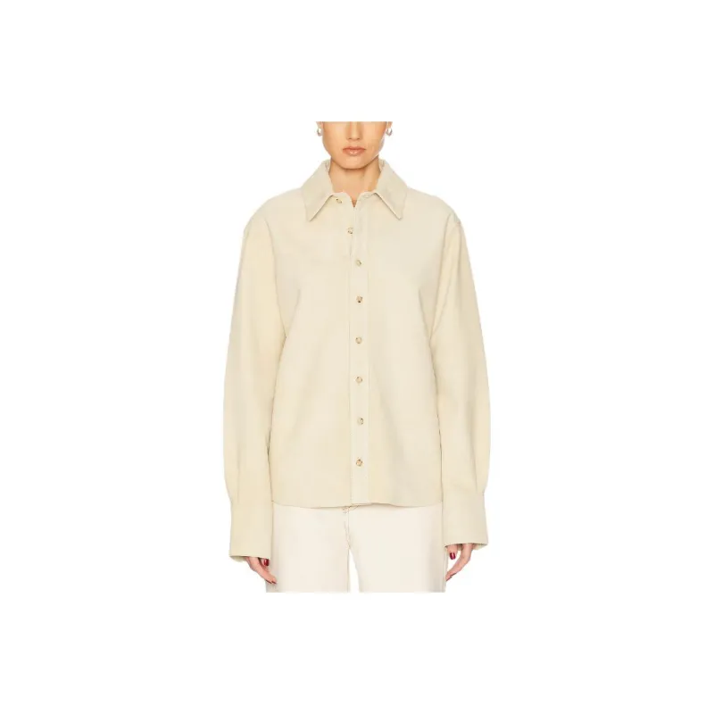 GRLFRND Leather Jacket Women's Beige-0