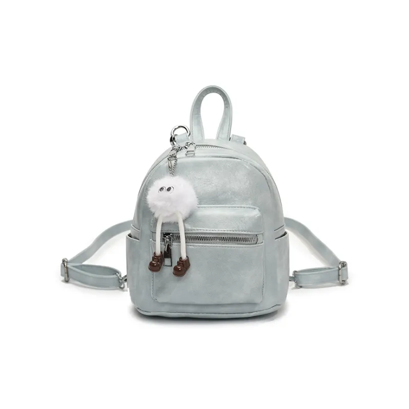 BAODIDAISHU PU Small Backpack Women's White/Light Gray/Black/Blue/Pink-19