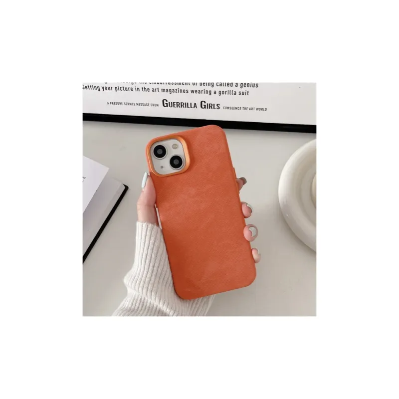 Leather Material Solid Color Fiber Magnetic Phone Cases Compatible With IPhone 16/15 Pro Max/Apple 13/14 Pro/Max-1