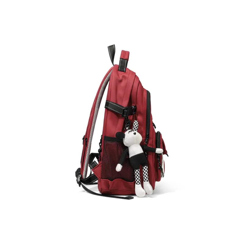 CinvaiKrose Fabric Backpack Short Trip Travel Bag Tubas Women's Ecru/Red-8