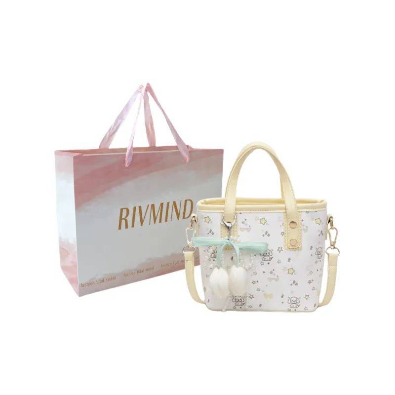 RIVMIND PU Handbag Women's Pink/Yellow-6