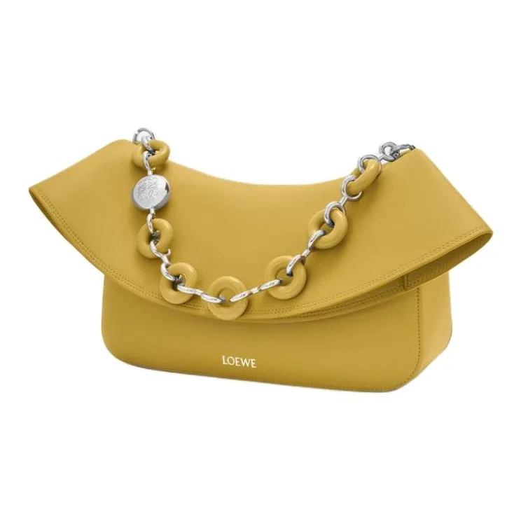 LOEWE Calfskin Shoulder Bag, Crossbody Bag, Handbag Medium Size Women's Ginger Yellow-4