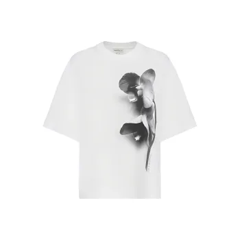 Alexander McQueen Orchid Printed Crewneck T Shirt